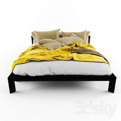 Bed - modern yellow bed 