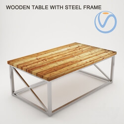 Table - Wooden Table With Steel Frames 