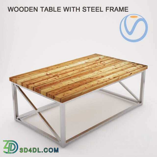 Table - Wooden Table With Steel Frames