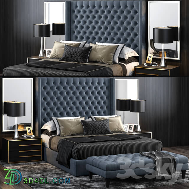 Bed - RH Adler Shelter Diamond Tufted Bed