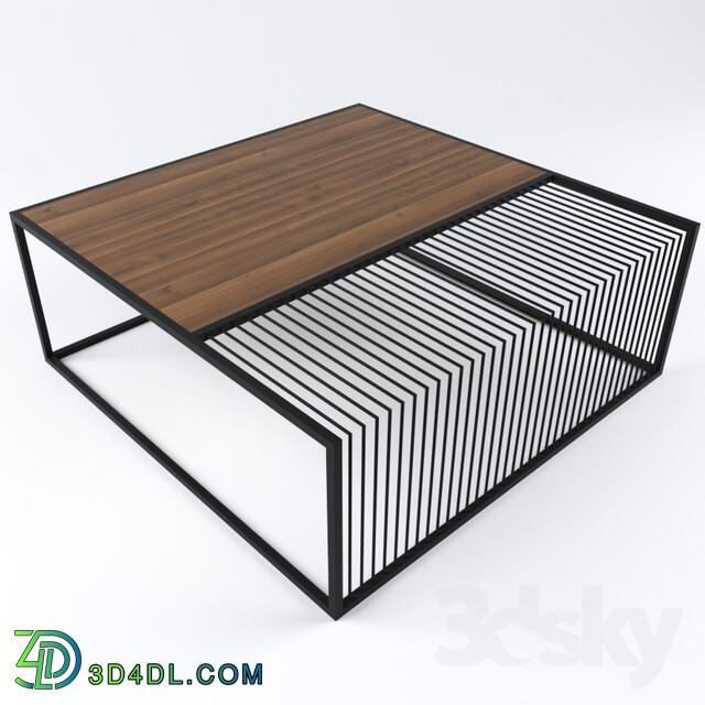 Table - coffee table wood _ metal