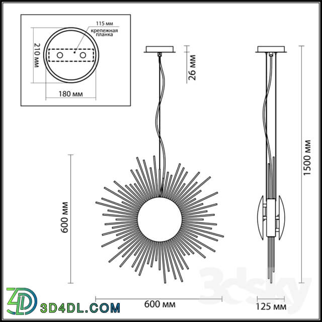 Ceiling light - Suspension ODEON LIGHT 4139_6 SOLE