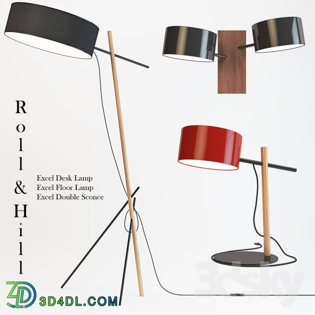 Floor lamp - Roll _ Hill - Excel Desk_ Floor Lamp_ Double Sconce