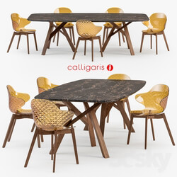 Table _ Chair - Calligaris Jungle table Saint Tropez wood chair 