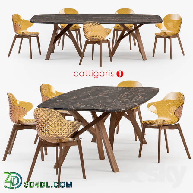 Table _ Chair - Calligaris Jungle table Saint Tropez wood chair