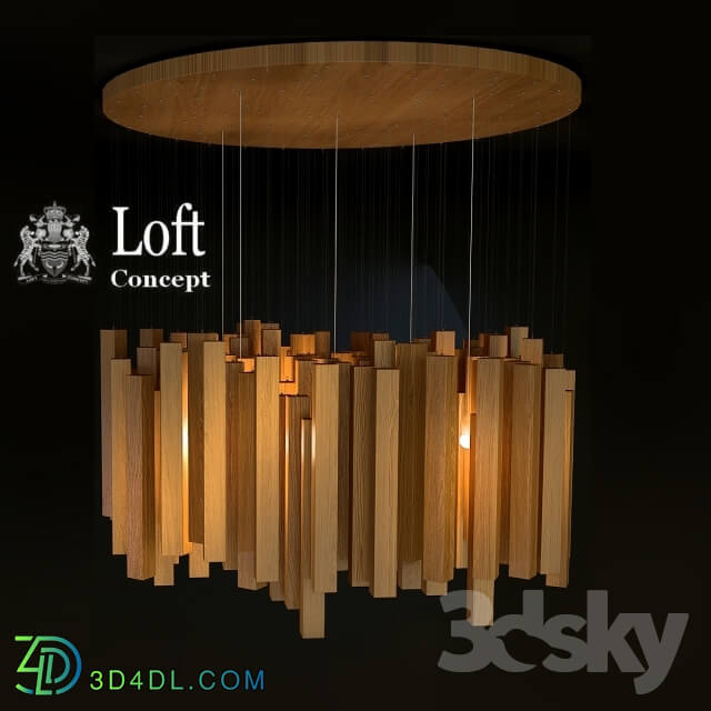 Ceiling light - loft-concept wooden rain