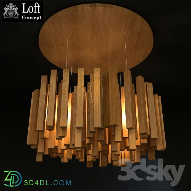 Ceiling light - loft-concept wooden rain