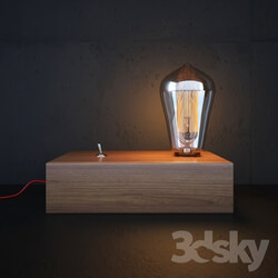 Table lamp - Vintage Retro Edison Wooden shade 