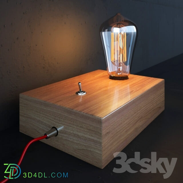 Table lamp - Vintage Retro Edison Wooden shade