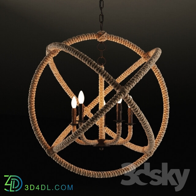 Ceiling light - GRAMERCY HOME - ROPE LARGE ORB CHANDELIER CH035-5-LRR