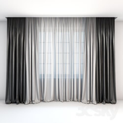 Curtain - Straight two-color curtains in the floor and tulle in a modern style 