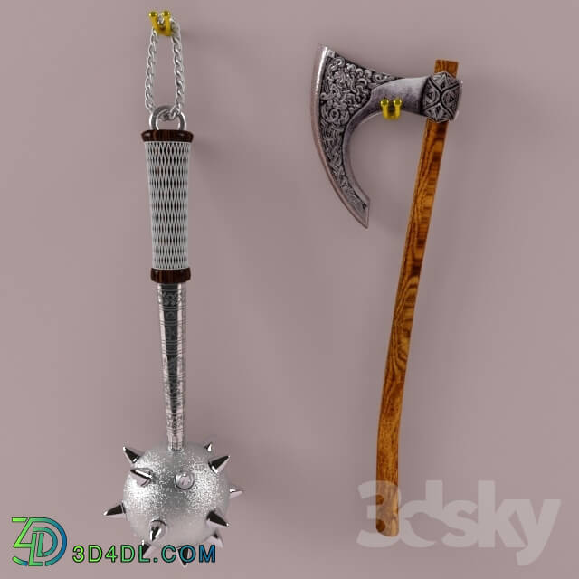 Weaponry - Mace and axe wall decor
