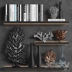 Decorative set - Decorative set of coral books and vases 
