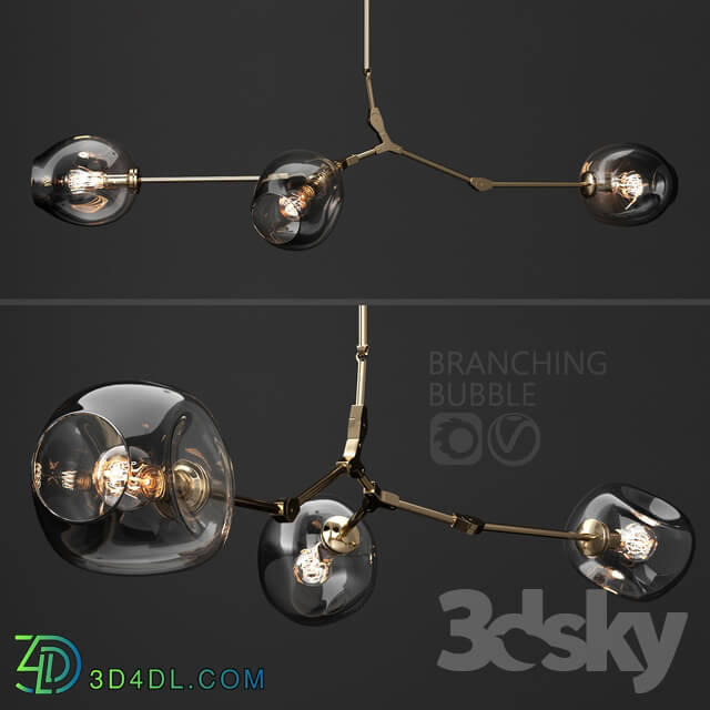 Ceiling light - Branching bubble 3 lamps by Lindsey Adelman DARK _ GOLD
