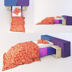 Bed - Bed PUZZLE with modular tables and linens 