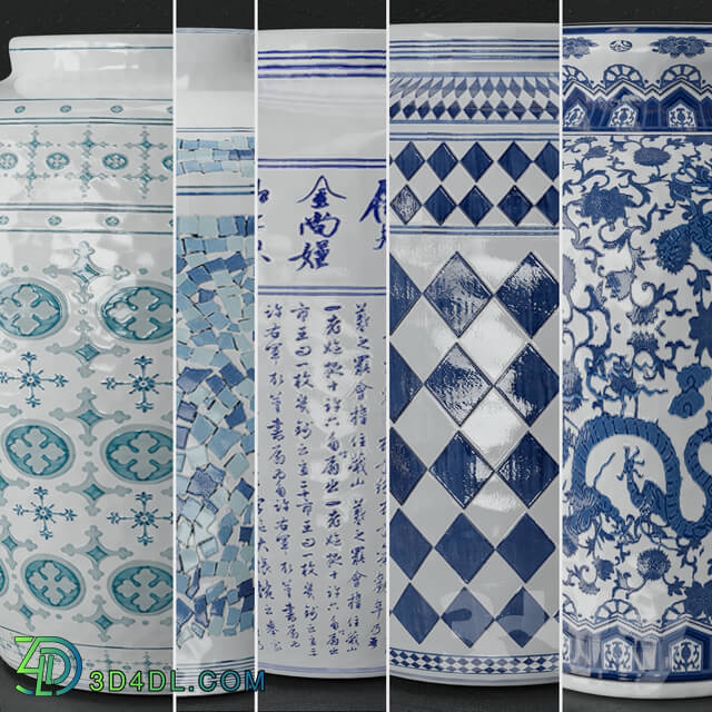 Vase - China Porcelain Vase Set 01