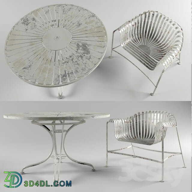 Table _ Chair - Wrought Iron Outdoor Garden Patio Set