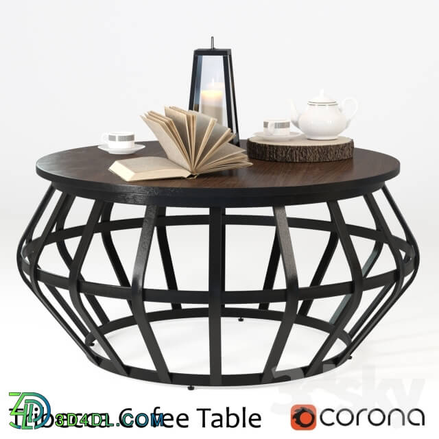 Table - Tribecca Metall Frame Round Cofee Table