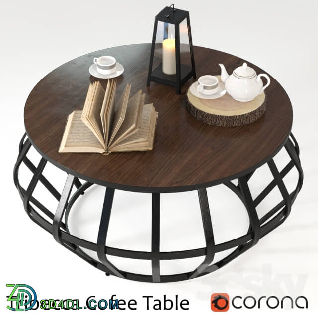 Table - Tribecca Metall Frame Round Cofee Table