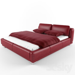 Bed - Red Leather Bed 