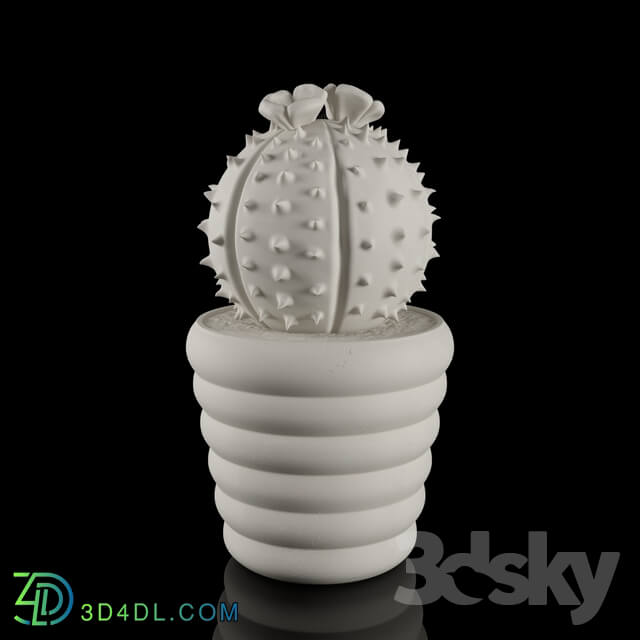 Sculpture - Prickly Melocactus Cactus Ornament in White