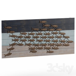 Other decorative objects - Wood Metal Fish Wall Decor Brown 