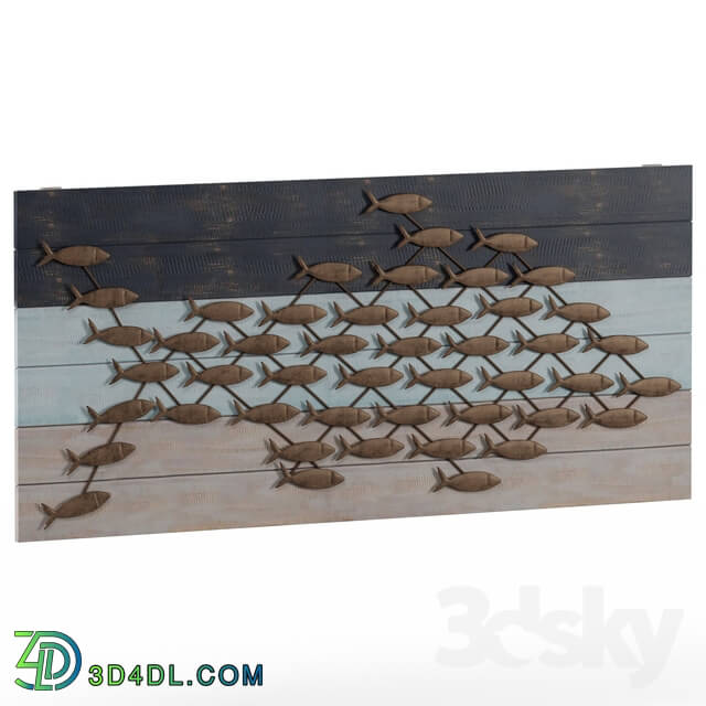 Other decorative objects - Wood Metal Fish Wall Decor Brown