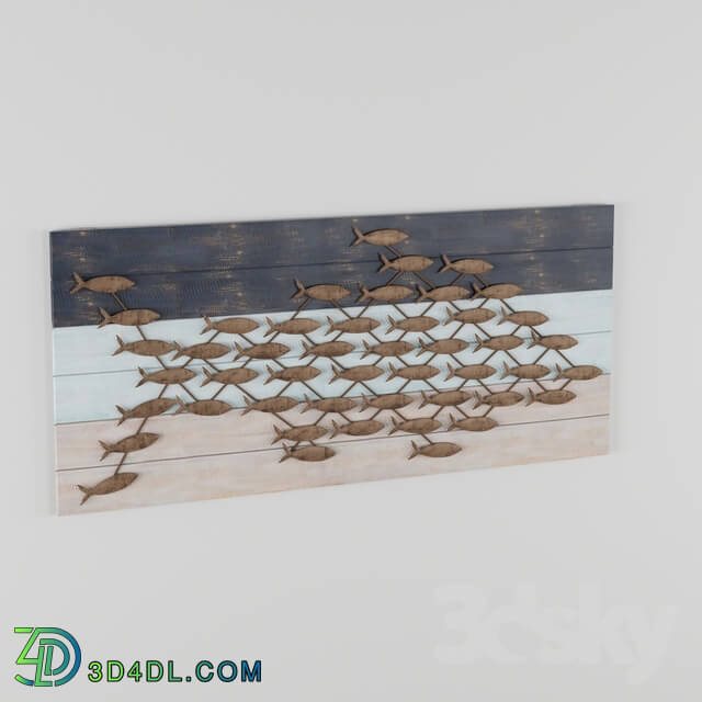 Other decorative objects - Wood Metal Fish Wall Decor Brown