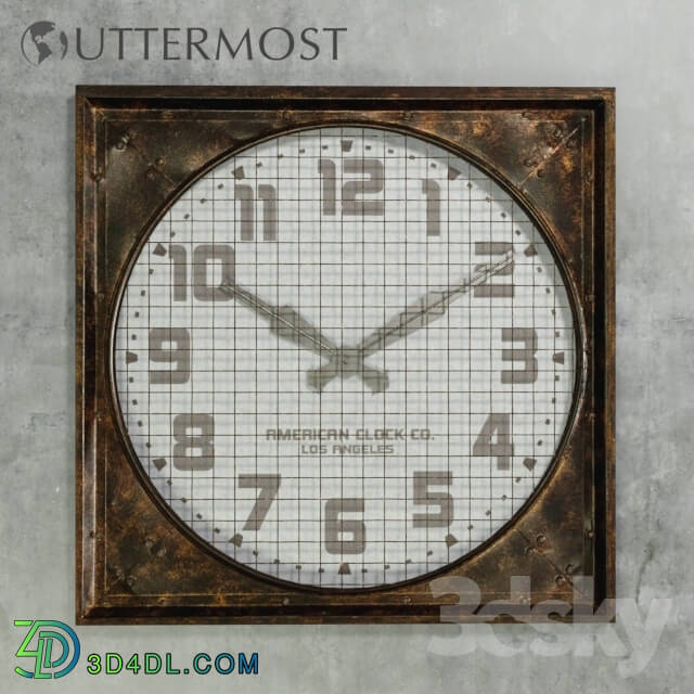 Other decorative objects - Warehouse Clock w _ Grill by Uttermost