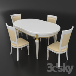 Table _ Chair - Table set of classic Italian design_ consisting of a table and chairs Nike Avorio 