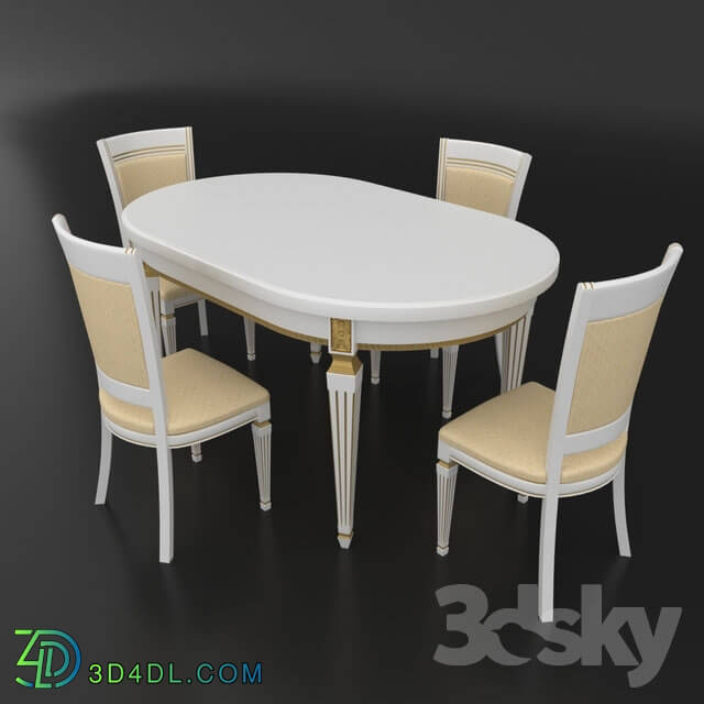 Table _ Chair - Table set of classic Italian design_ consisting of a table and chairs Nike Avorio