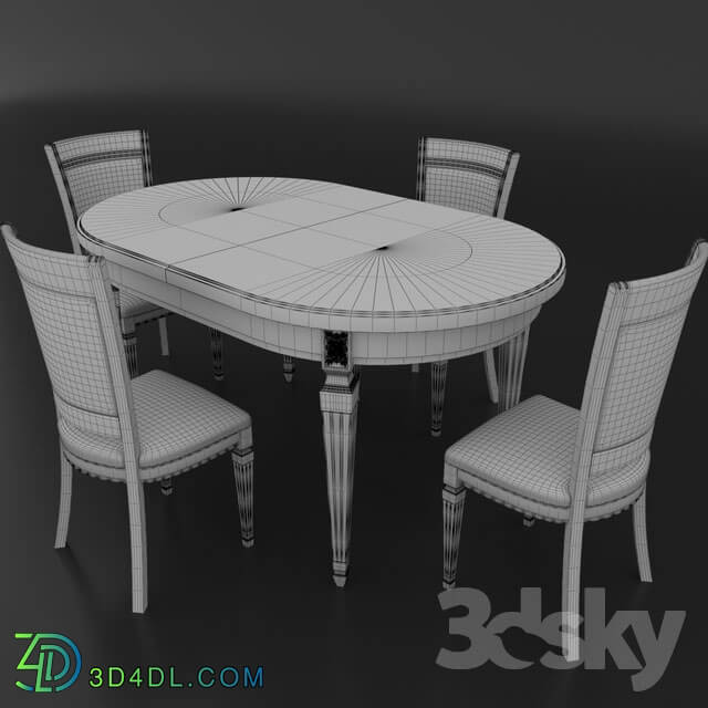 Table _ Chair - Table set of classic Italian design_ consisting of a table and chairs Nike Avorio