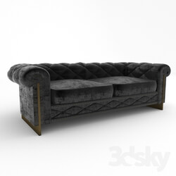 Sofa - Black velvet sofa 