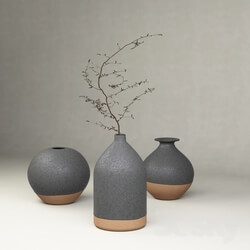 Vase - Set of 3 vases in the Japanese style 