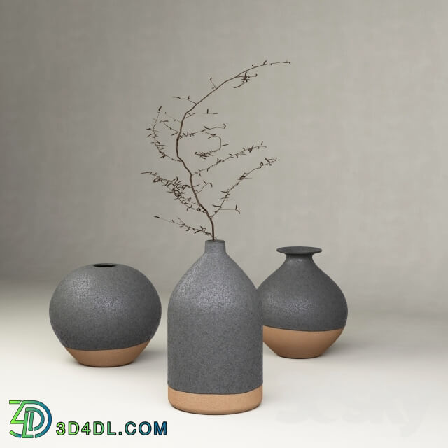 Vase - Set of 3 vases in the Japanese style