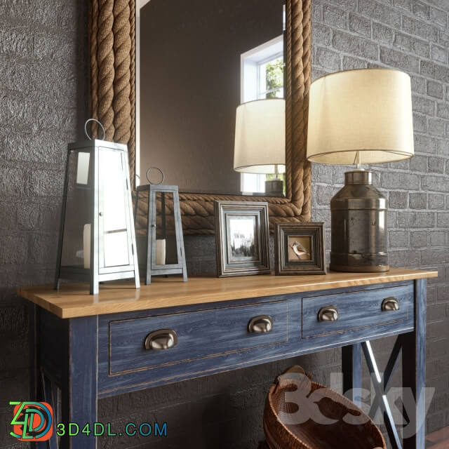 Sideboard _ Chest of drawer - Summerville Wall Mirror_ Milk Jug Accent Table Lamp_ Console Marc Aurele - Lavande_ Decoration