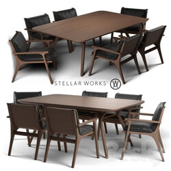 Table _ Chair - STELLAR WORKS RÉN DINING ARMCHAIR _amp_ RÉN DINING TABLE 