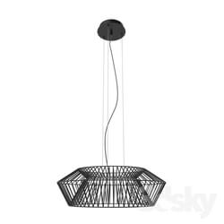 Ceiling light - 94202 LED suspension PIASTRE_ 18W _LED__ Ø580_ black _ black and white cable 