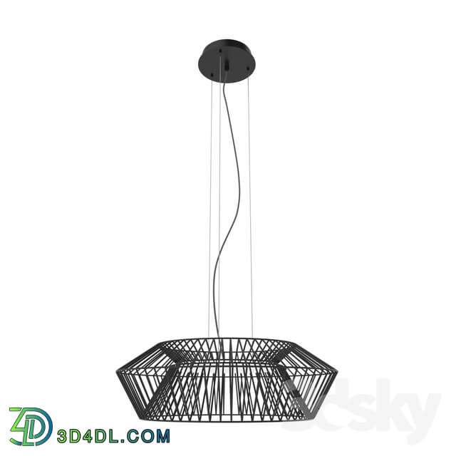 Ceiling light - 94202 LED suspension PIASTRE_ 18W _LED__ Ø580_ black _ black and white cable