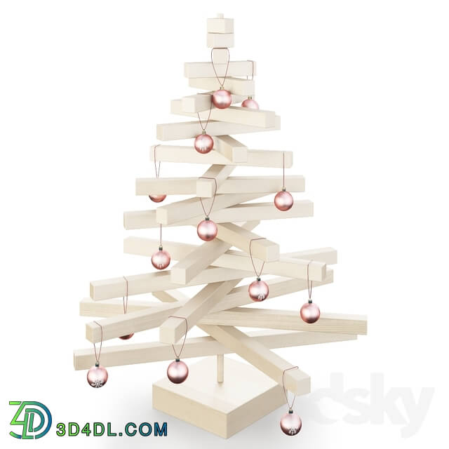 Decorative set - Christmas tree made of wood