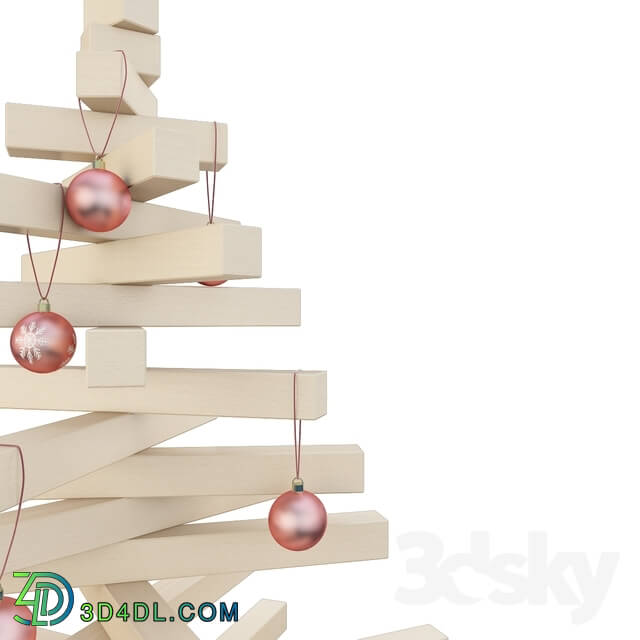 Decorative set - Christmas tree made of wood