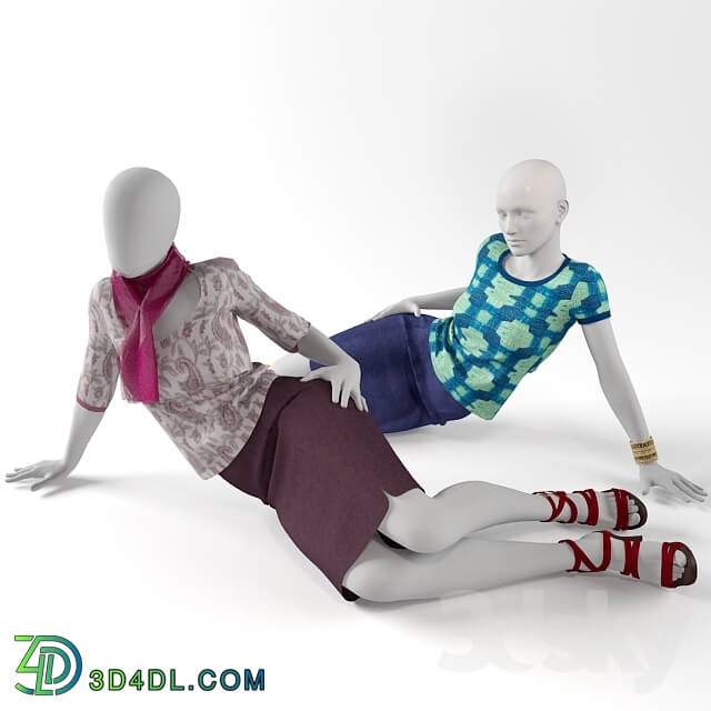 Clothes and shoes - female mannequin reclining