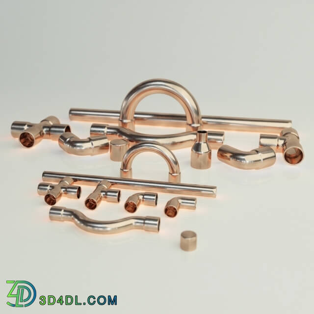 Miscellaneous - Set of copper pipes and fittings