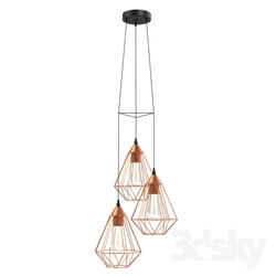 Ceiling light - 94196 Suspension TARBES_ 3x60W _E27__ Ø310_ steel_ plastic_ copper_ black cable 