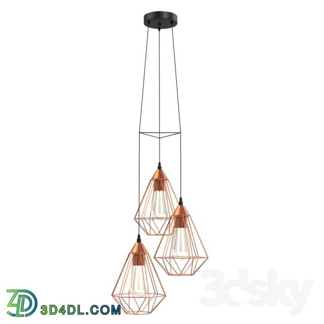 Ceiling light - 94196 Suspension TARBES_ 3x60W _E27__ Ø310_ steel_ plastic_ copper_ black cable