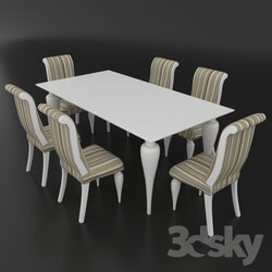 Table _ Chair - Table set of classic Italian design_ consisting of table and chairs Betamobili ottocento italiano 