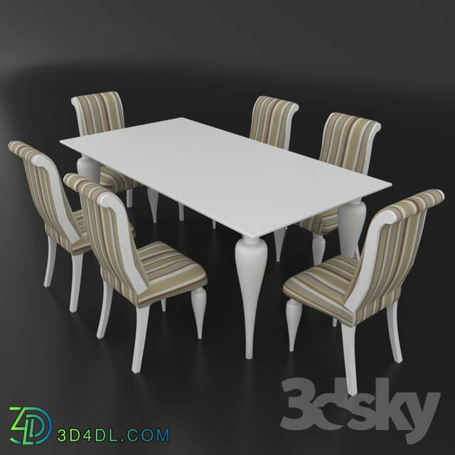 Table _ Chair - Table set of classic Italian design_ consisting of table and chairs Betamobili ottocento italiano