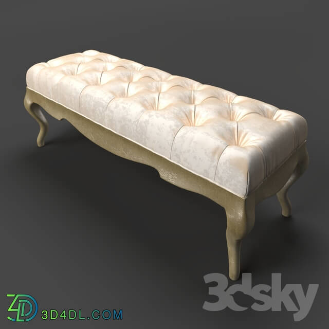 Other soft seating - OM Bench Fratelli Barri VENEZIA in fabric light beige velor _R6012A-40__ silver leaf trim_ FB.BEB.VZ.86