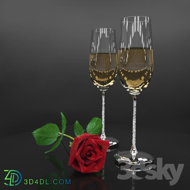 Other decorative objects - Glasses and Rose Swarovski