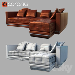 Sofa - Old leather corner Sofa 